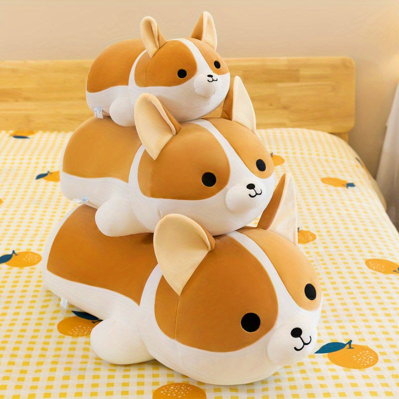 Peluche Corgi Douillette - Oreiller de Sommeil en Tricot Doux pour Chiot, Cadeau d'Anniversaire Parfait pour les Jeunes
