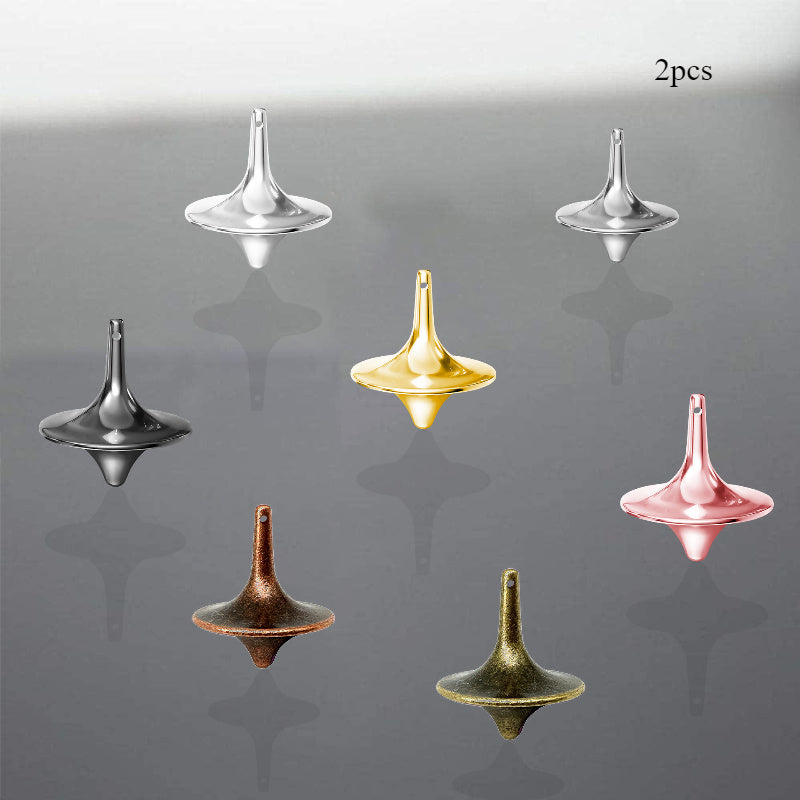 2pcs Toupies M¨¦talliques Minimalistes - Sans R¨¦sistance, Jouet Fidget Compact Portable pour Cadeaux d'Halloween et No?l, D¨¦coration de Bureau & Relaxation, Spinner Moderne, Finition M¨¦tallis¨¦e ¨¦l¨¦gante