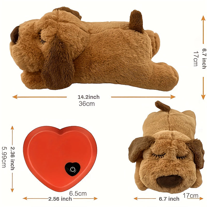 Jouet en peluche pour chien avec battement de c?ur apaisant, soulagement de l'anxi¨¦t¨¦ et aide au sommeil, jouet doux et confortable pour animaux de compagnie de toutes tailles