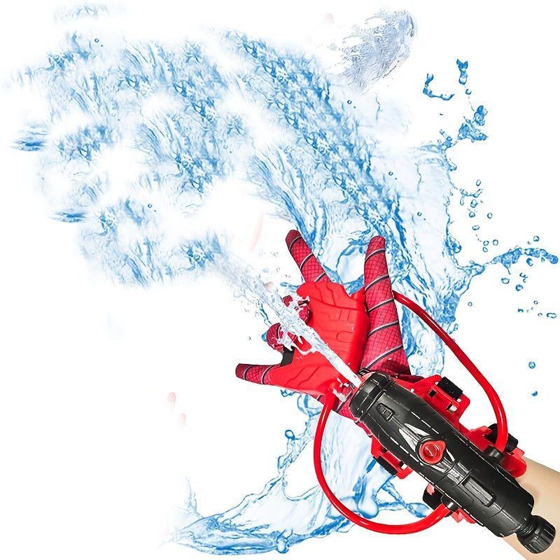 Ensemble de pistolets ¨¤ eau de super-h¨¦ros - Gants rouges et pistolet ¨¤ eau, id¨¦al pour la piscine, la plage et les combats d'eau en plein air, jouet aquatique amusant | Design amusant | Plastique durable