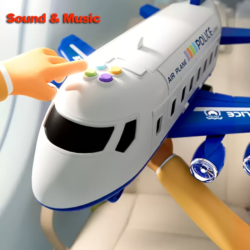 Grand Ensemble de Jouets Avion avec un Avion de 42 Pouces et 6 V¨¦hicules ainsi que 4 Pistes, ¨¦quip¨¦ de Lumi¨¨res et Sons, Id¨¦al comme Cadeau pour No?l, Nouvel An ou Anniversaire pour Gar?ons et Filles