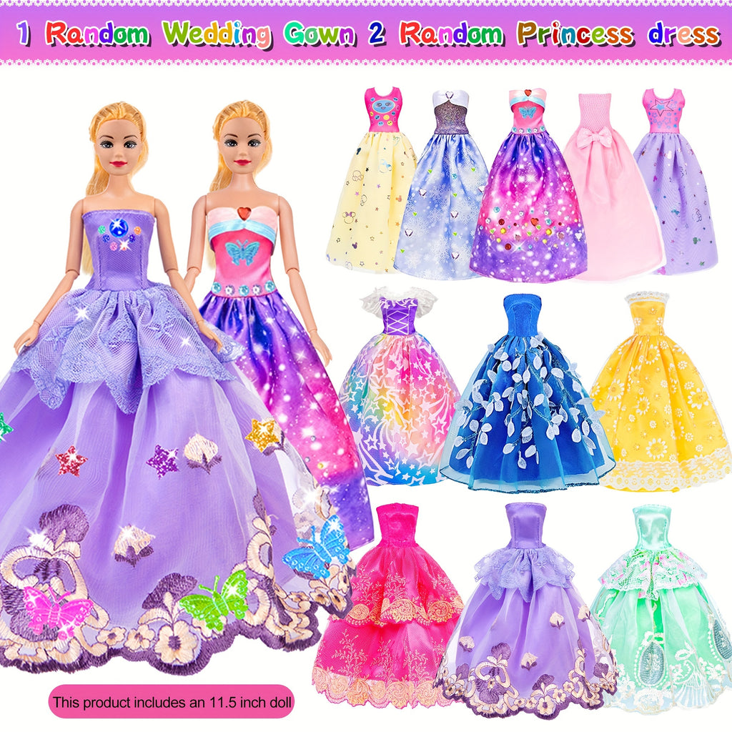 91 pi¨¨ces de mode pour poup¨¦e de 11.5 pouces avec accessoires et placard, robes de princesse, robes ¨¤ la mode, tenues, maillots de bain, chaussures, cintres, jouets d'habillage de poup¨¦e pour filles enfants tout-petits cadeaux de jouets