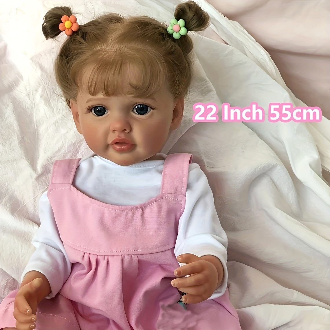 1pc Poup¨¦e Reborn R¨¦aliste de 22 Pouces en Vinyle Complet, Jeune Fille R¨¦aliste avec Veines Visibles, Jouet Baignable Cadeau pour Jeunes de 3 Ans et Plus, Objet de Collection