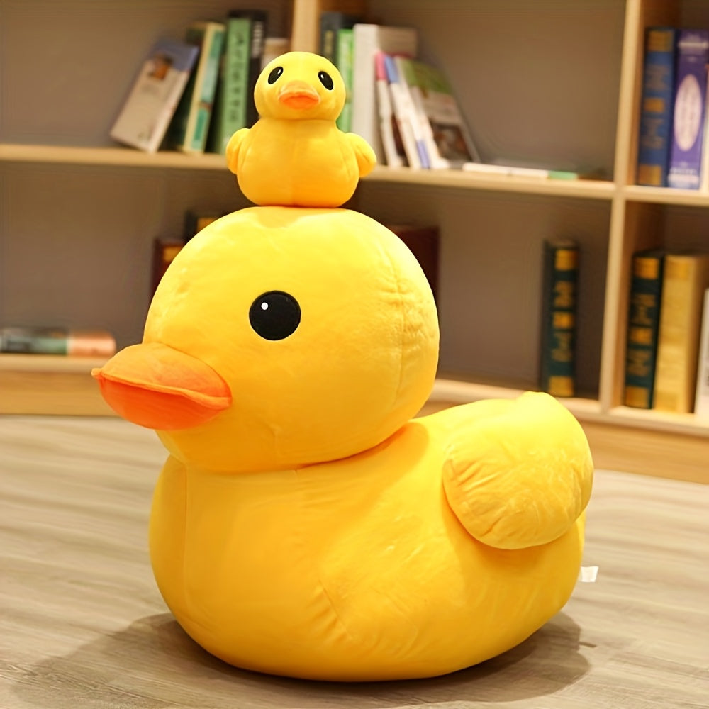 Oreiller en peluche canard jaune large ultra-doux - Jouet animal en peluche mignon avec des caract¨¦ristiques r¨¦alistes
