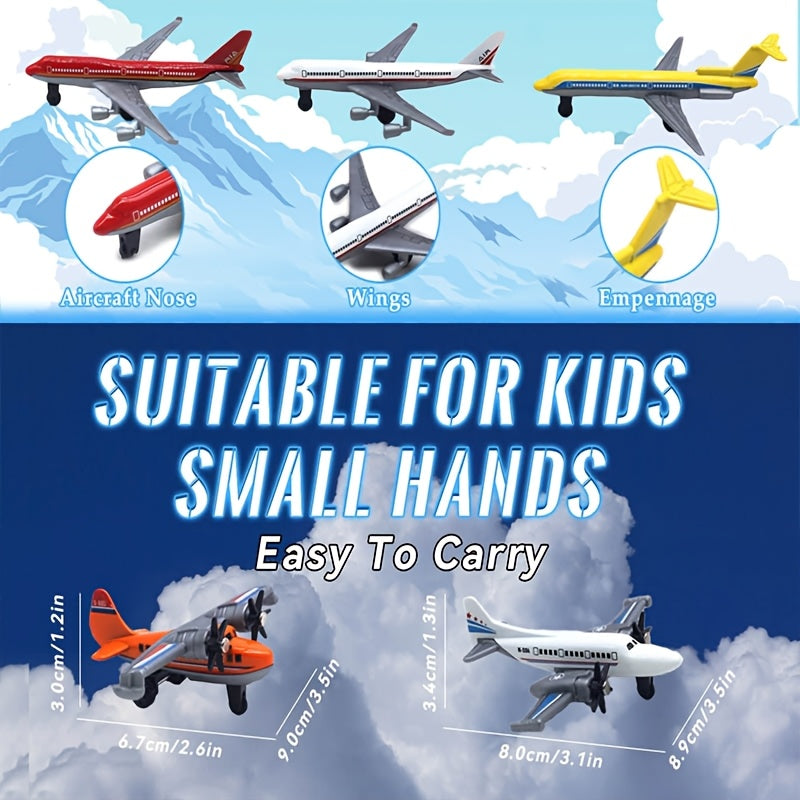 Ensemble de Mod¨¨les d'Avions de Combat et Passagers en Alliage Coul¨¦ sous Pression - Jouet Collectionnable en M¨¦tal et Plastique pour D¨¦coration Maison, Id¨¦al pour No?l, Paques et Cadeaux d'Anniversaire