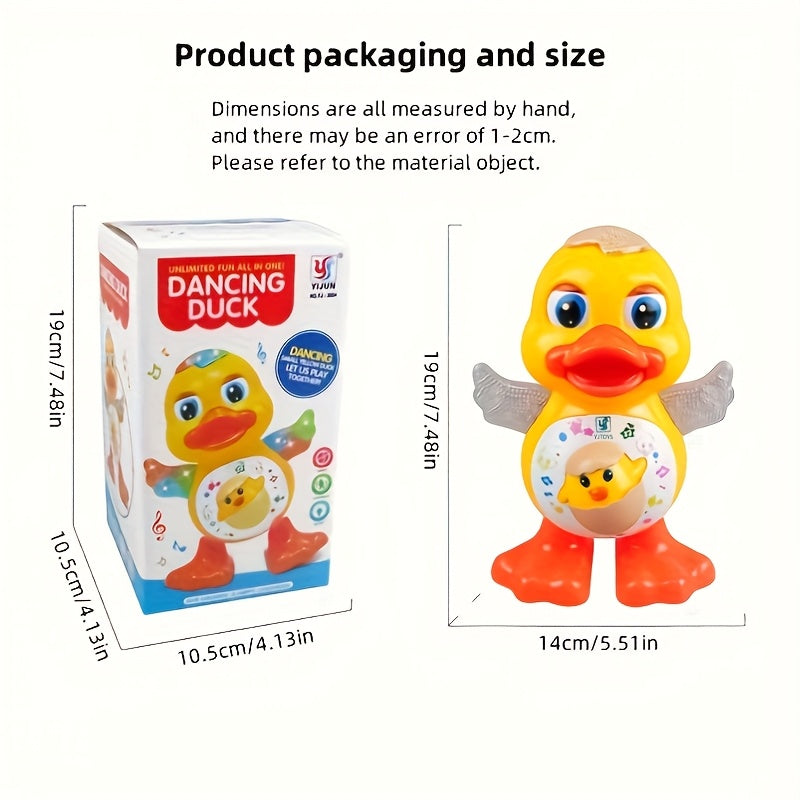 Canard dansant interactif avec musique, lumi¨¨res dynamiques et effets de clignement des yeux, jouet ¨¦ducatif en plastique durable pour enfants de 0 ¨¤ 3 ans, piles non incluses