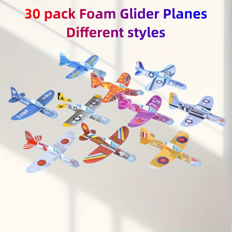 30pcs Mini Avions Planeurs en Mousse, Jouets de Puzzle DIY ¨¤ Lancer ¨¤ la Main, Cadeaux de F¨ºte de Mod¨¨le d'Aviation, Cadeaux de Paques - Couleurs M¨¦lang¨¦es, Jouet Avion