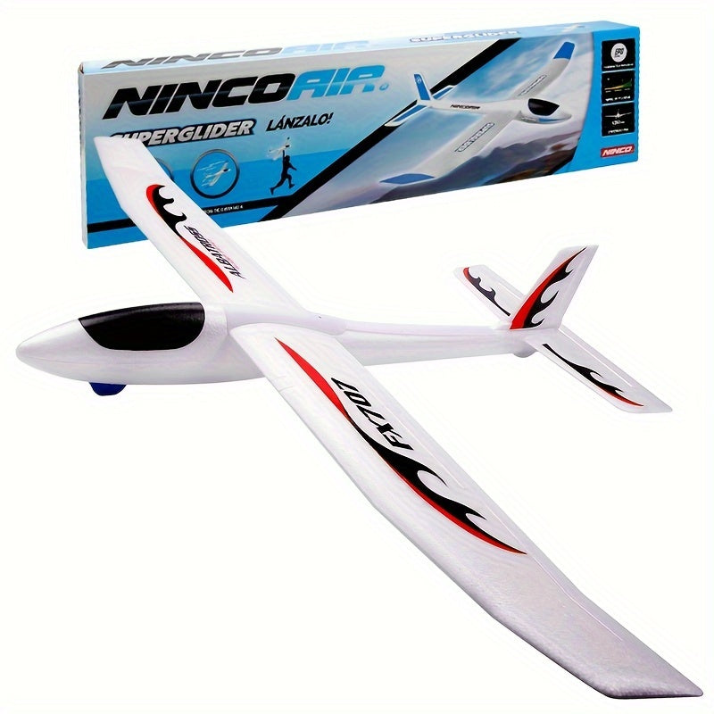 Grand mod¨¨le d'avion en mousse EPP blanc - Jet d'avion DIY pour du plaisir en plein air, cadeau parfait pour No?l ou un anniversaire, aucune pile requise, facile ¨¤ utiliser avec un silex, activit¨¦ en plein air | Design vibrant | Construction durable