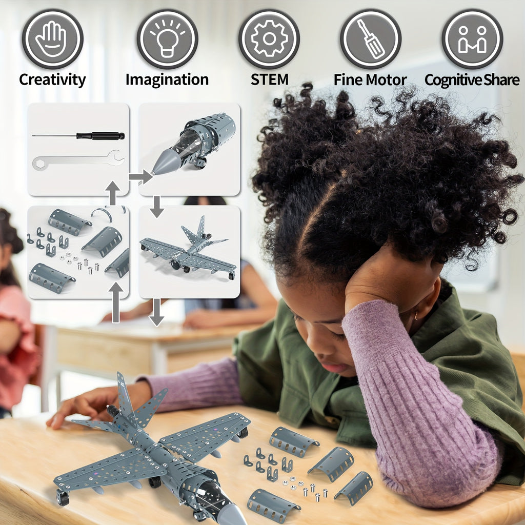 Mod¨¨le d'avion en m¨¦tal ¨¤ assembler - Mat¨¦riau m¨¦tallique r¨¦sistant ¨¤ la rouille, robuste et durable - Pour enfants de 6 ¨¤ 14 ans - Id¨¦al pour No?l, Saint-Valentin, Paques, Nouvel An chinois et anniversaires