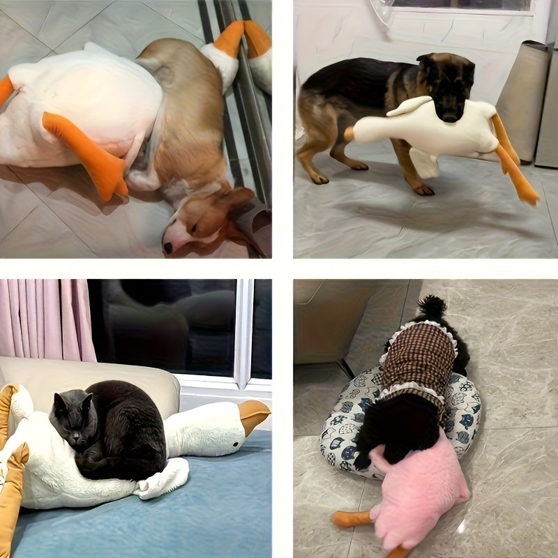 1pc Jouet en peluche de canard doux pour chiens, motif de dessin anim¨¦, polyester, stimule l'¨¦nergie, recommand¨¦ pour les races de taille moyenne, convient aux grands, moyens et petits animaux, jouet pour chien