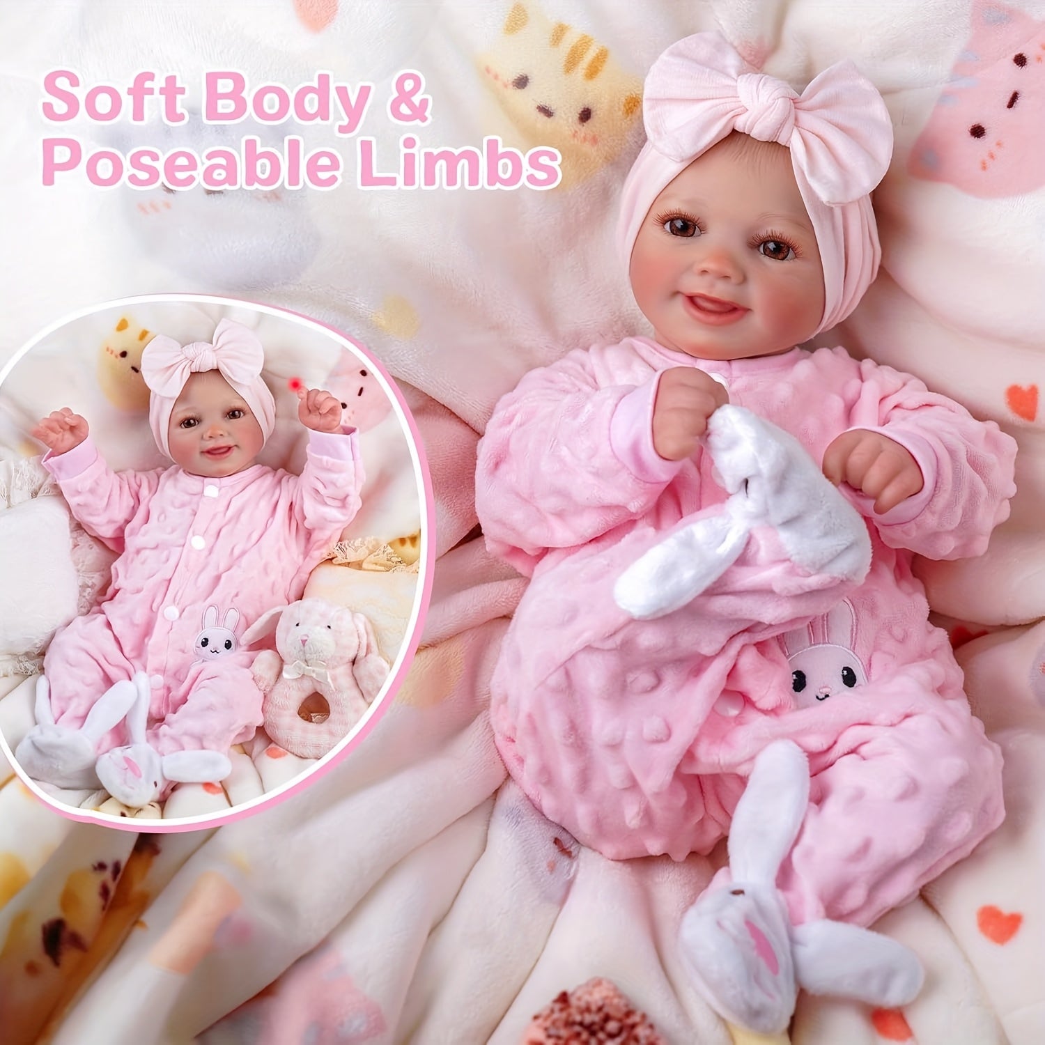 Baby Dolls Reborn BABESIDE Sunny - 17 Pouces Mignonnes et R¨¦alistes, Poup¨¦es B¨¦b¨¦ Souriantes et Posables avec Accessoires Complets pour Cadeaux pour Enfants de 3 Ans et Plus