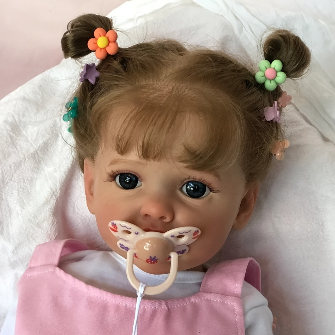 1pc Poup¨¦e Reborn R¨¦aliste de 22 Pouces en Vinyle Complet, Jeune Fille R¨¦aliste avec Veines Visibles, Jouet Baignable Cadeau pour Jeunes de 3 Ans et Plus, Objet de Collection