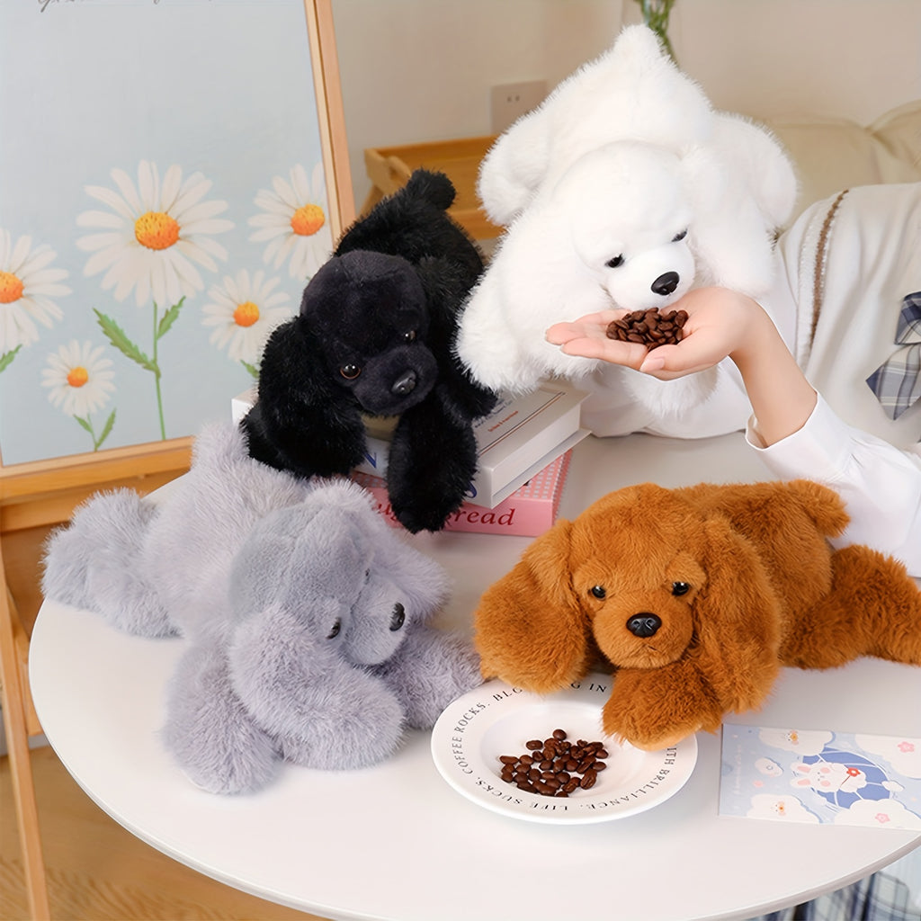 Jouet en peluche pour chien couch¨¦ de 30 cm\u002F11,81 pouces - Simulation de chien Planky - Noir, blanc, marron, gris - Animal en peluche doux Kawaii - Coussin calin, peluches mignonnes - Anniversaire, Saint-Valentin