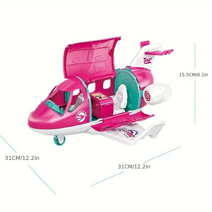 1 ensemble d'accessoires pour avion de poup¨¦e de mode, v¨¦hicule de r¨ºve, voyage de poup¨¦e princesse, couleur rose, ensemble de jeu, comprenant une valise de voyage et des jouets pour animaux de compagnie (sans ¨¦lectricit¨¦) halloween, cadeau de no?l