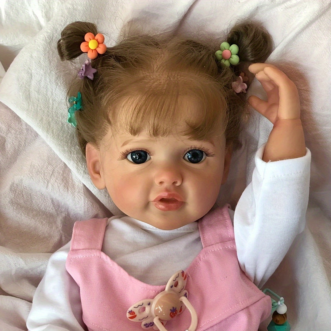 1pc Poup¨¦e Reborn R¨¦aliste de 22 Pouces en Vinyle Complet, Jeune Fille R¨¦aliste avec Veines Visibles, Jouet Baignable Cadeau pour Jeunes de 3 Ans et Plus, Objet de Collection