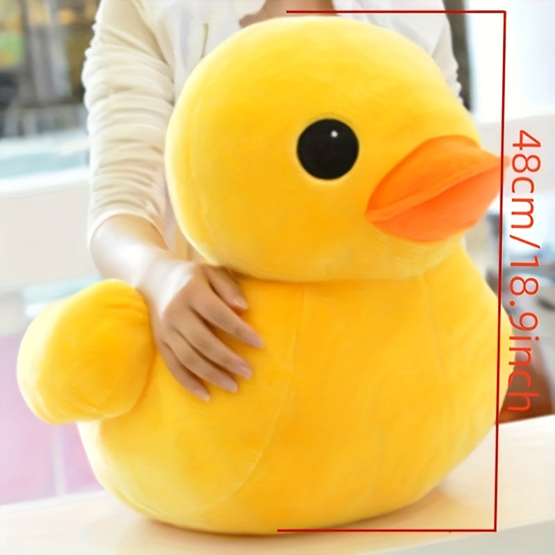 Oreiller en peluche canard jaune large ultra-doux - Jouet animal en peluche mignon avec des caract¨¦ristiques r¨¦alistes