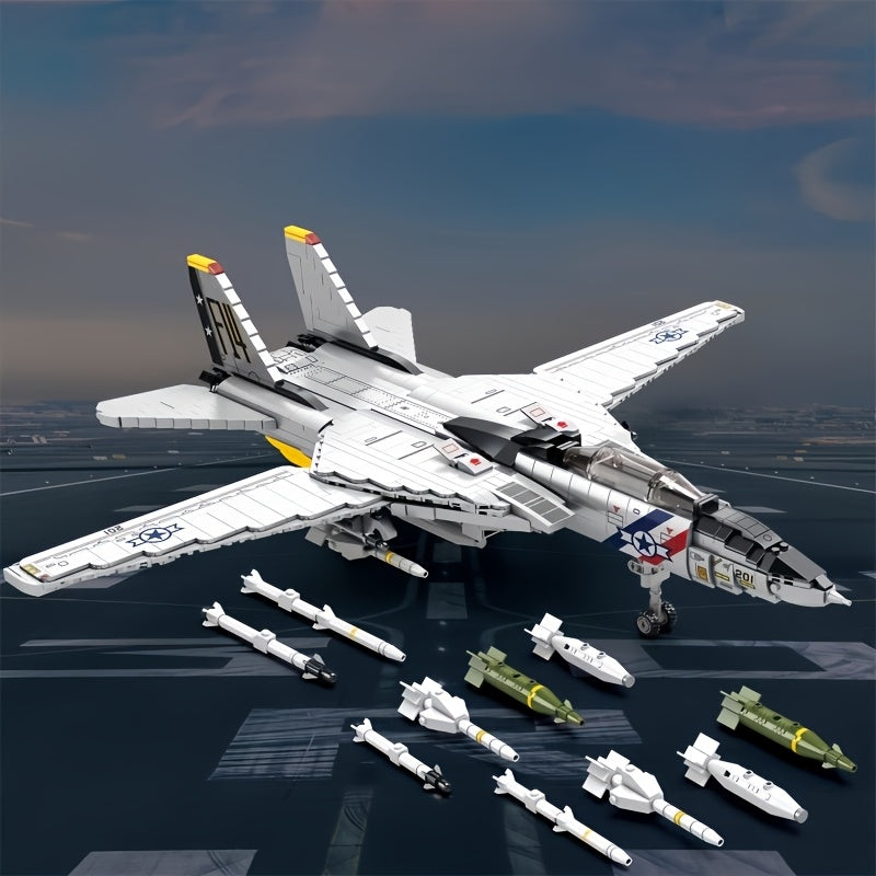 1600+ pi¨¨ces Blocs de Construction Grand Avion Chasseur, Mod¨¨le 3D ¨¤ Assembler, Jouet Empilable en ABS Haut de Gamme, Cadeau Id¨¦al pour No?l\u002FHalloween\u002FAnniversaire