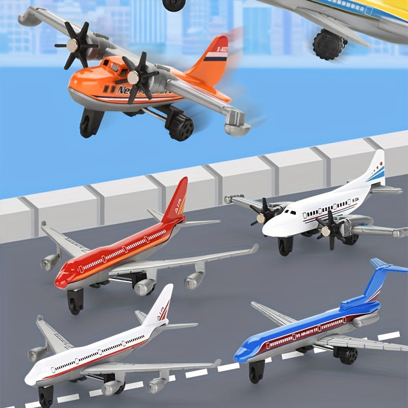 Ensemble de Mod¨¨les d'Avions de Combat et Passagers en Alliage Coul¨¦ sous Pression - Jouet Collectionnable en M¨¦tal et Plastique pour D¨¦coration Maison, Id¨¦al pour No?l, Paques et Cadeaux d'Anniversaire