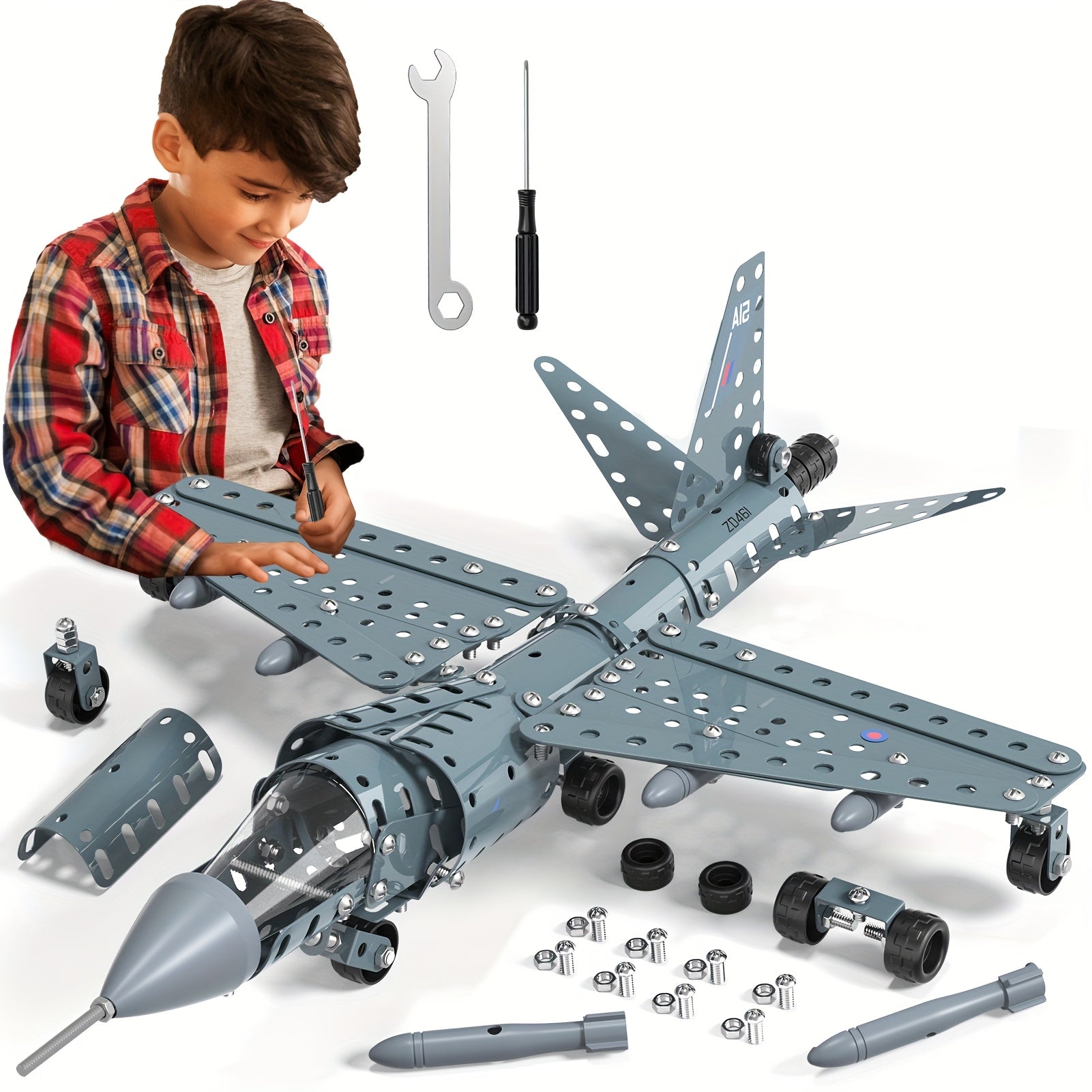 Mod¨¨le d'avion en m¨¦tal ¨¤ assembler - Mat¨¦riau m¨¦tallique r¨¦sistant ¨¤ la rouille, robuste et durable - Pour enfants de 6 ¨¤ 14 ans - Id¨¦al pour No?l, Saint-Valentin, Paques, Nouvel An chinois et anniversaires