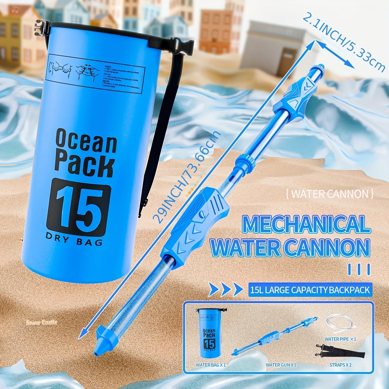 Grand canon d'eau m¨¦canique ¨¤ extraction pour les combats d'eau au parc, la plage, la piscine et les loisirs estivaux. Nouvelle jouet pour les enfants.