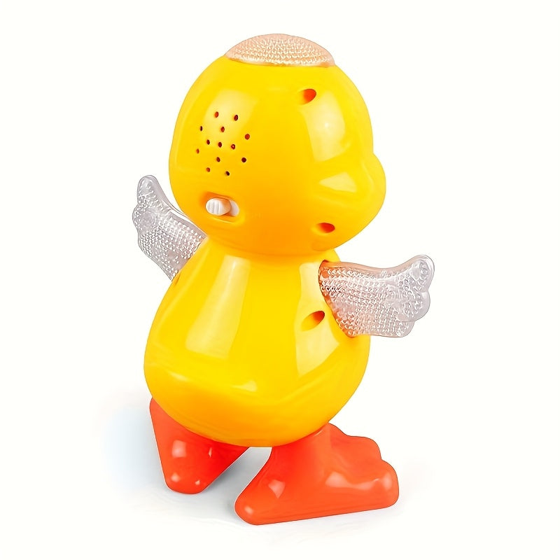 Canard dansant interactif avec musique, lumi¨¨res dynamiques et effets de clignement des yeux, jouet ¨¦ducatif en plastique durable pour enfants de 0 ¨¤ 3 ans, piles non incluses