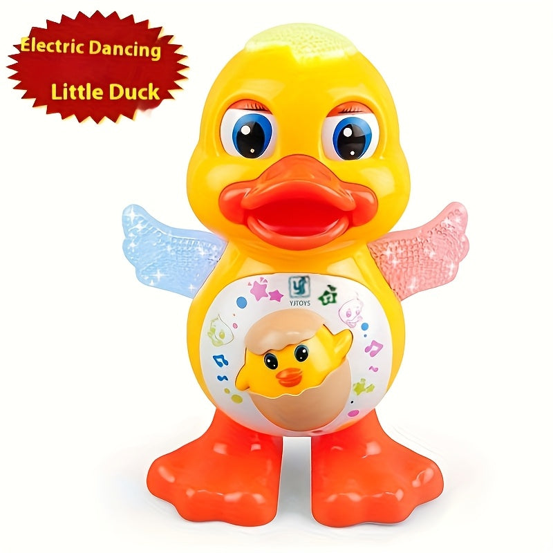 Canard dansant interactif avec musique, lumi¨¨res dynamiques et effets de clignement des yeux, jouet ¨¦ducatif en plastique durable pour enfants de 0 ¨¤ 3 ans, piles non incluses